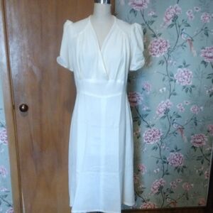 Cream Vintage-Inspired Women's Dress